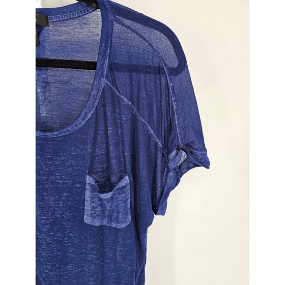 Style & Co Womens Sz XL Short Sleeve Burnout T Shirt Blue - Picture 2 of 4